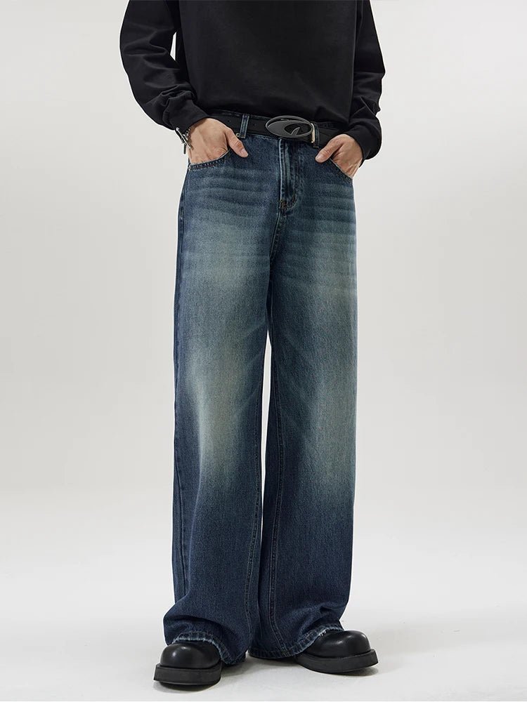 Washed Baggy Straight Jeans - Valento Fashion